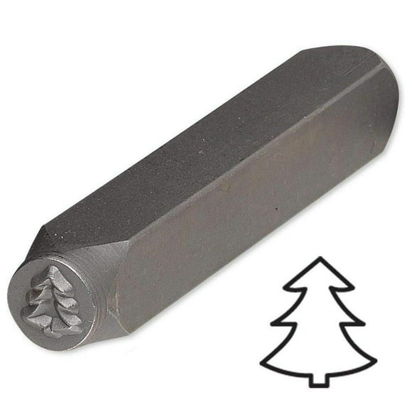 Steel Design Stamp Punch Tool to Embellish Metal, Plastic, Jewelry Blanks, Clay+ (Christmas Tree 6x6mm)