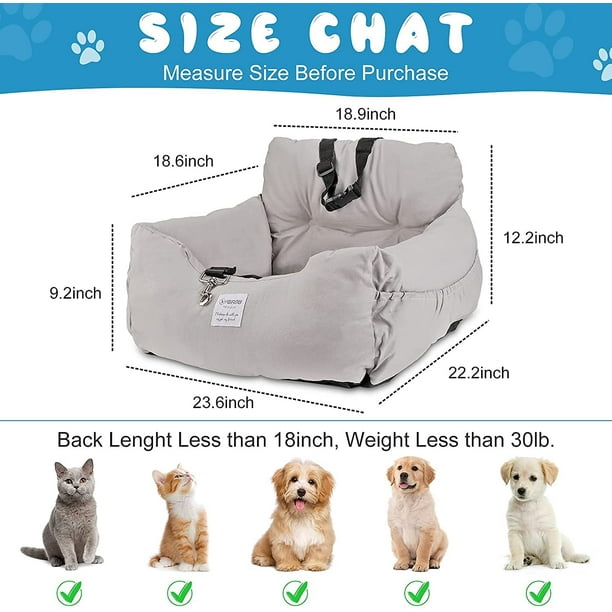 Siège auto pour chien de grande et moyenne taille ou 2 petits chiens, siège  rehausseur de sécurité de voyage pour chien : : Animalerie