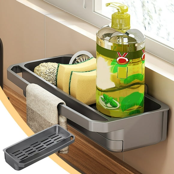 Kitchen Faucet Rack Dishwashing Sink Sink Rack Wall Mounted Drainage Basket Steel Sponge Storage Rack