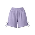 thumbnail image 6 of Sheghy Women's Shorts 100%Cotton Women Solid Elastic Waist Casual Split Hem Shorts Purple XXL, 6 of 6