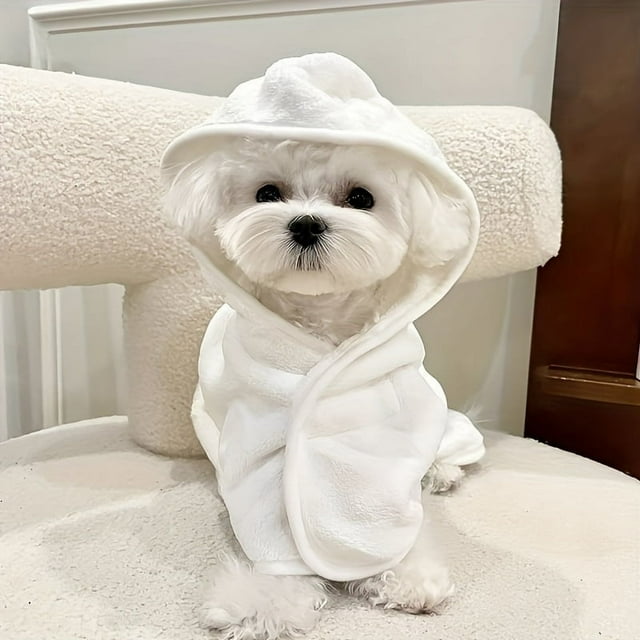 Super Absorbent Cute Pet Bathrobe for Small to Medium Dogs and Cats - Quick Dry, Soft, All-Season Comfort with Secure Magic Tape Closure
