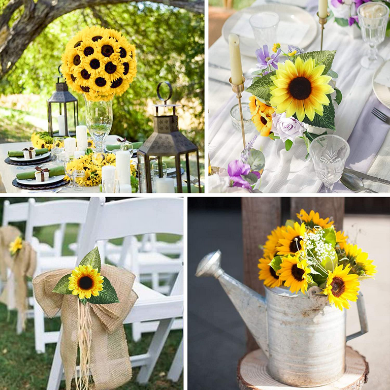 ponatia Vintage Sunflower Theme Wedding Flower Box Set for DIY Wedding  Bouquets Centerpieces Arrangements Party Baby Shower Home Decorations
