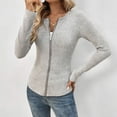 thumbnail image 4 of Miluxas Women's Zip Up Sweaters Cardigan Spring Fall Slim Fit Knit Sweater Coats Solid Lightweight Sweatshirts Outgoing Jackets Gray, 4 of 8