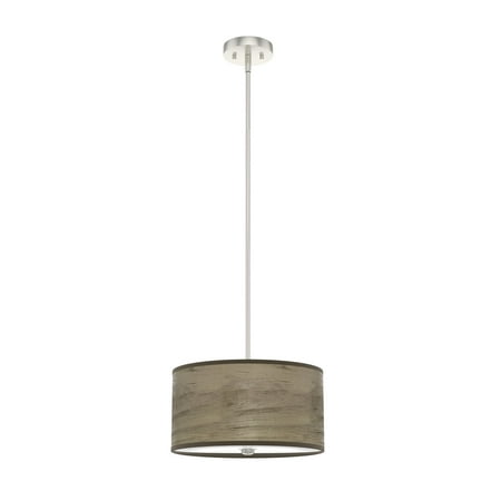 

Hunter Solhaven Warm Grey Oak and Brushed Nickel with Painted Cased White Glass 2 Light Pendant Ceiling Light Fixture