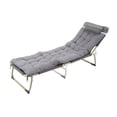 thumbnail image 3 of Cama plegable individual, tumbona reclinable plegable para acampar, oficina, pausa para el almuerzo, emergencia al aire libre, tubo redondo de 56 pulgadas, almohadilla de color gris y perla gruesa, 3 of 15