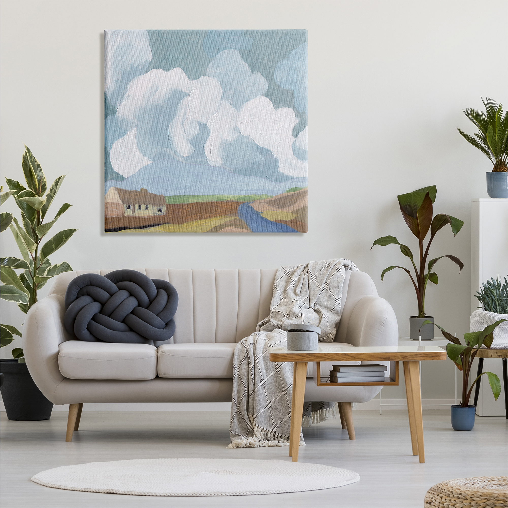 Stupell Industries Quaint Farmhouse Abstract Cloudy Sky Country Meadow, 36 x 36, Designed by Melissa Wang