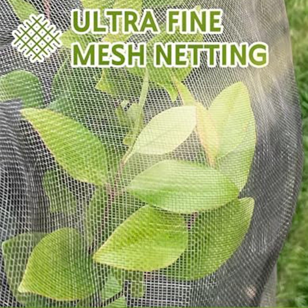 60 Mesh Garden Netting Bags with Zipper Drawstring for Fruit Trees, Vegetables, and Berry Bushes - Black PE Insect and Pest Protection Cover