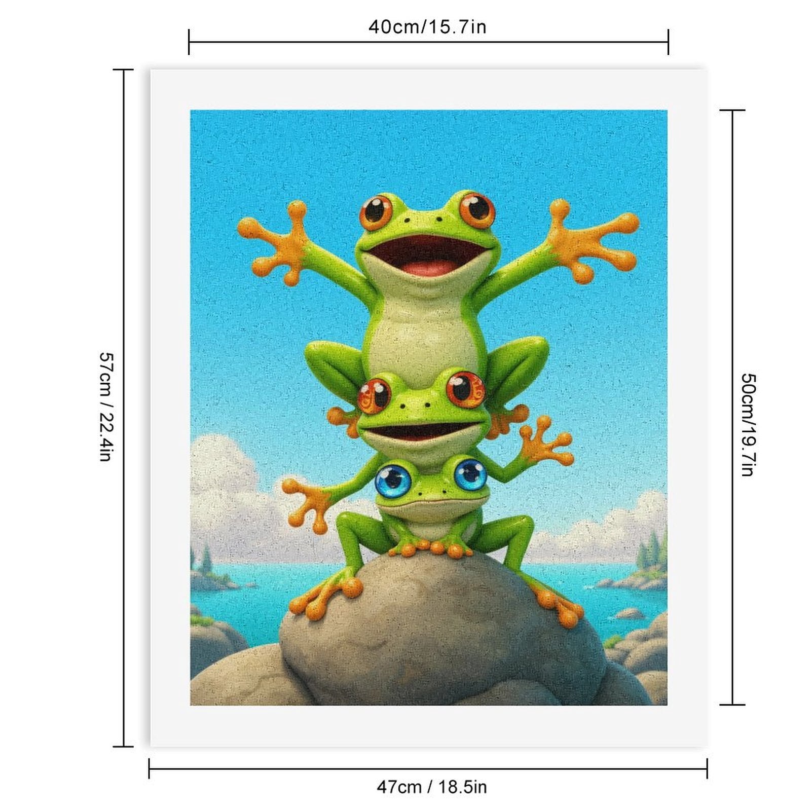 Paint by Numbers Kit for Adults, Playful Frogs Trio On Rock Paint by Numbers, Easy Paint by Numbers Kit for Adults Beginner, DIY Adult Paint by Number Kits on Canvas, 12x16in Home Decor