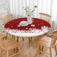 thumbnail image 3 of Red Christmas Snowflake Pattern Round Fitted Tablecloth with Elastic Edge,Dining Table Cover Waterproof,Outdoor Round Tablecloth for Camping,Dining,Indoor and Outdoor, 3 of 7