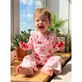 thumbnail image 6 of RUINIXCW Infant Baby Girl Romper Ruffle Long Sleeve Crew Neck Rugby Bow Print Fall Jumpsuit, 6 of 9