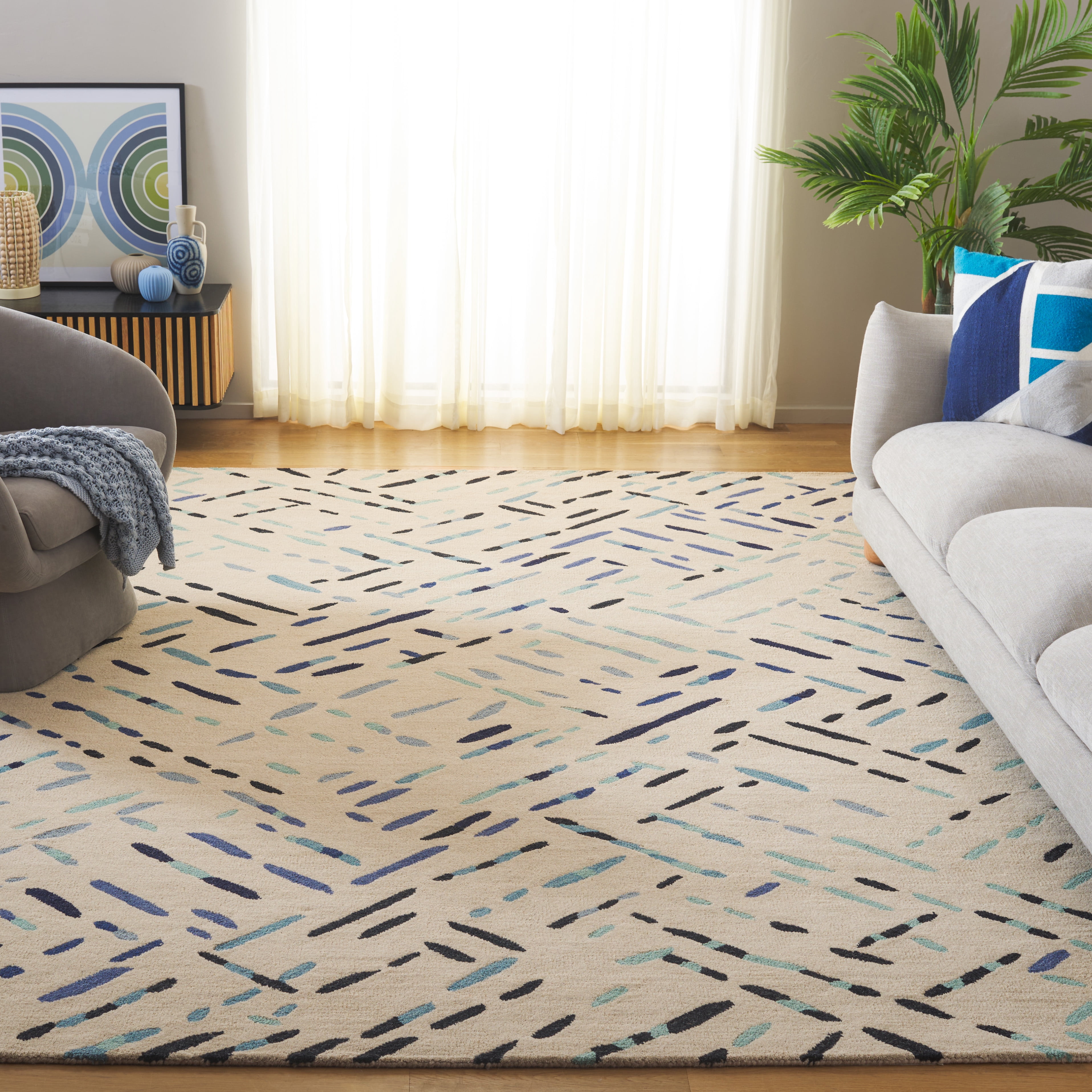 SAFAVIEH Metro Rodina Geometric Striped Area Rug, Gray/Blue, 8' x 10'