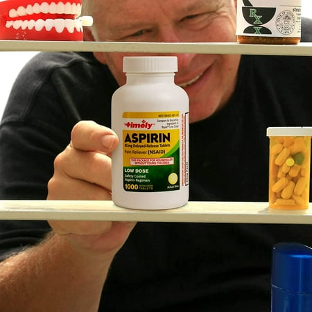 Timely - Low Dose Aspirin 81mg - 1000 Count - Compared to Bayer Low Dose - Safety Coated Tablets