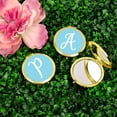 thumbnail image 2 of Koyal Wholesale Gold Compact Mirror Bridesmaid's Wedding Gift, Baby Blue, Monogram Letter P, 1-Pack, 2 of 5