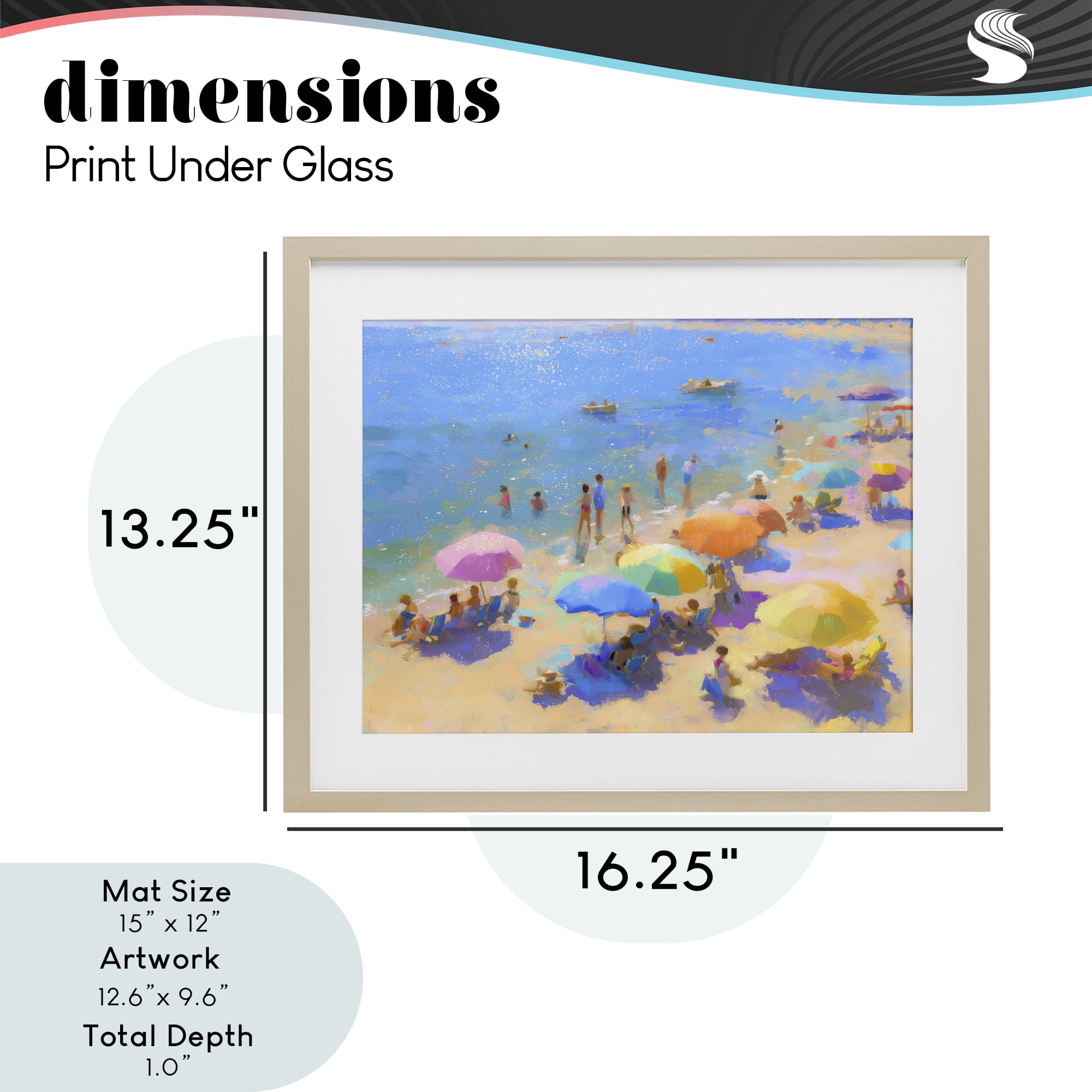 Stupell Industries Colorful Day at Beach Birch Framed Print Under Glass, design by LSR Design Studio
