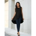 thumbnail image 5 of DARING DIVA Women's High Low Hem Crew Neck Sleeveless Tunic Top Black L, 5 of 7