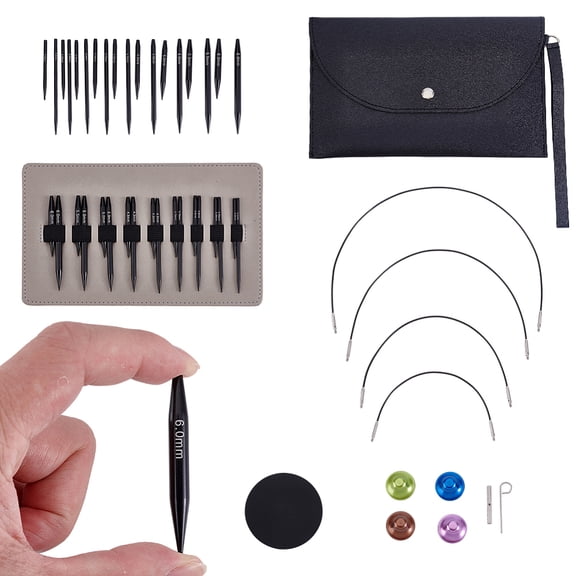Interchangeable Circular Knitting Needle Set 9 Pairs Aluminum Circular Knitting Needle Sizes 2.5 3 4 5 6 7 8 9 10 with 4 Swivel Cables Accessories and Case