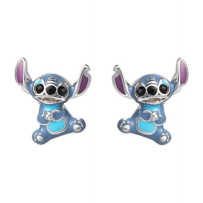 Sterling Silver Disney Stitch Enamel Stud Earrings