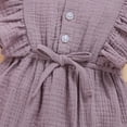 thumbnail image 5 of Gunia Girls Rompers,Sleeveless Button Ruffle Jumpsuit Headband Kids Jumpsuit Breathable Summer Overalls For Girl,0-6 Months, 5 of 8
