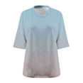 thumbnail image 5 of LEBONYARD Women's Trendy Plus Size V-Neck Gradient Color 3/4 Sleeve Comfy Loose Fitting Casual Daily Regular Pocket Pullover Blouses Shirts Tops, 5 of 5