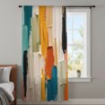 thumbnail image 5 of Orange Green Blue Sheer Curtains 72 Inches Long, Abstract Retro Oil Painting Minimalist Light Filering Curtains, Breathable Simi Curtain Privacy Drapes for Living Room Bedroom Window Treatment, 5 of 9
