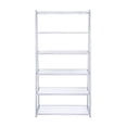 thumbnail image 2 of Modern Metal Bookshelf - 6 Tier Rectangular Display Shelf - Chrome & White Bookcase - 36"W x 16"D x 71"H, 2 of 6