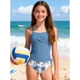 thumbnail image 3 of Girls 2 Piece Swimsuit Drawstring Tankini Swimsuit Set Teens Bathing Suit Modest Swimwear 9-16 Years, 3 of 6