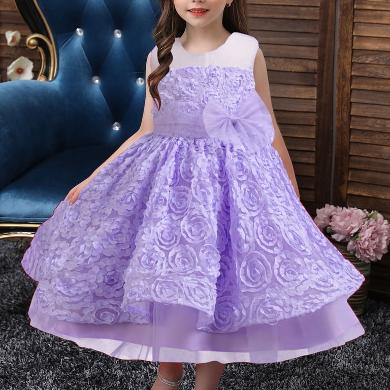 Gubotare Toddler Christmas Dress Girls Sequin Party Dress Kids Fancy Formal Prom Sparkly Pageant Graduation Spring Summer Dresses Size 6-7(Purple,6-7