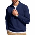 thumbnail image 5 of Men's Quarter Zip Pullover Sweatshirt Zip Long Sleeve Casual Warm Soft Fall Winter Outdoor Top with Stand Collar Royal Blue 4XL, 5 of 5