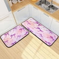 thumbnail image 7 of 2-Piece Kitchen Rugs Set Non-Slip Mats Carpet Floor for Kitchen, Bathroom (19.7"x27.6" & 19.7"x47.2") Watercolor Purple Bows, 7 of 7