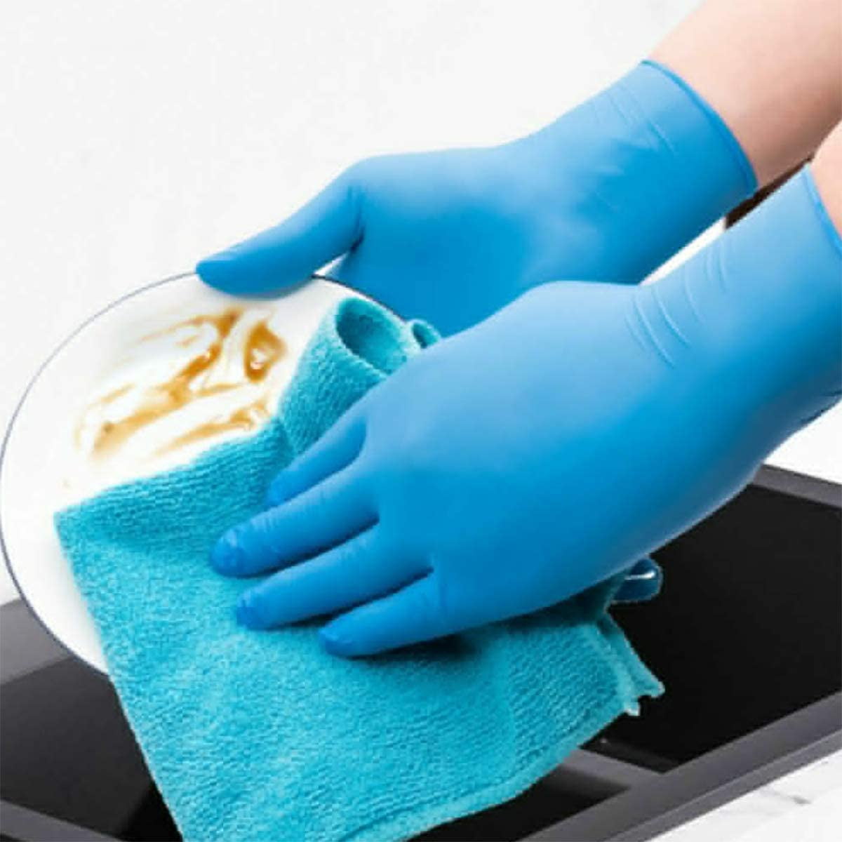 blue latex gloves powder free