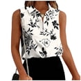 thumbnail image 1 of Blusa Blanca sin Mangas para Mujeres con Cuello Punteado Y Cierre Frontal Completo con Botones, Cardigan Negro Ligero para Uso de Oficina Y Eventos Semi-Formales, 1 of 6