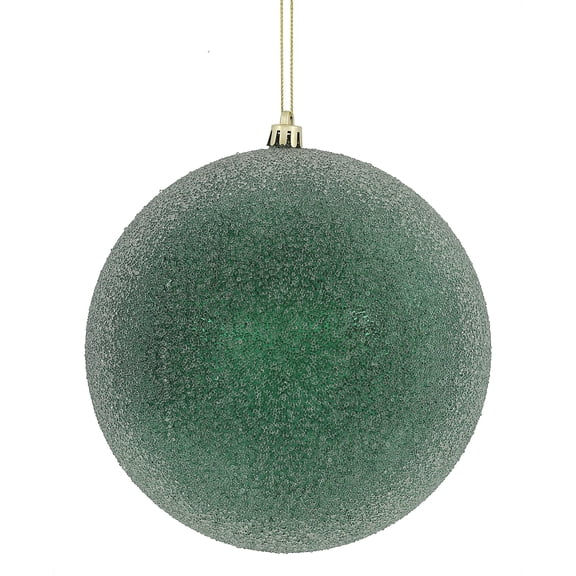Vickerman 6" Midnight Green Iced Ball Ornament, with drilled and wired caps. Comes 3 per Box.