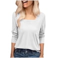 thumbnail image 5 of Tauxra Square Neck Long Sleeve Tunic Top for Women in Soft Stretch Fabric with Crochet Lace Trim, Loose Fit Casual Blouse, 5 of 9