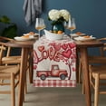thumbnail image 2 of Valentine's Day Table Runner - 120 Inch Long, Kitchen Dining Table Runner Dresser Scarves, Pink Love Balloons Trees Truck Plaid Beige Farmhouse Decor for Coffee Tables Wedding Party Banquet, 2 of 8