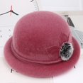 thumbnail image 4 of Eoperou Women Winter Hat Elegant Solid Color Windproof Flower Embellished Ultra-Thick Keep Warm Comfortable Autumn Winter Imitation Fur Hat Basin Caps for Lady, 4 of 8