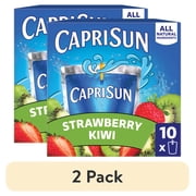 (2 pack) Capri Sun Flavored with Other Natural Flavor Juice Drink Blend, 10 Pouches, for School Lunches and On-the-Go Hydration, Strawberry Kiwi, All Natural Ingredients, 6 fl oz