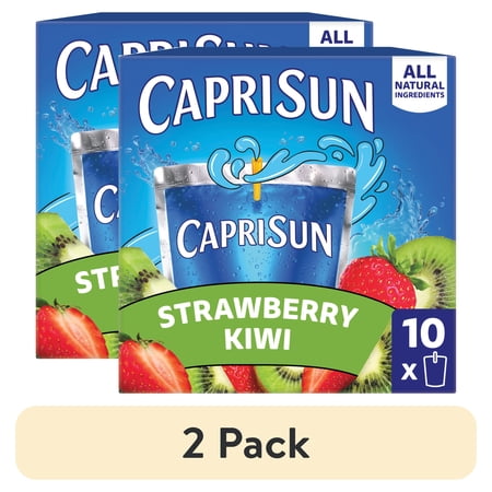 (2 pack) Capri Sun Flavored with Other Natural Flavor Juice Drink Blend, 10 Pouches, for School Lunches and On-the-Go Hydration, Strawberry Kiwi, All Natural Ingredients, 6 fl oz