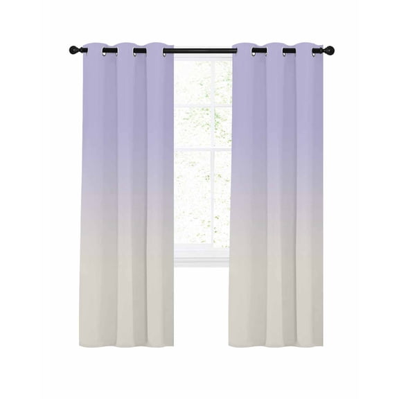 Ombre White Blackout Curtains 45 Inches Long for Bedroom, Romatic Purple Art Thermal Insulated Room Darkening Black Out Window Curtain Panels Grommet Drapes for Living Room