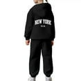 thumbnail image 5 of mgoYE Boys Clothes 3t Kids Outfits 3-14T 2 Piece Letter Print Hoodie Sweatshirt and Jogger Sweatpants with Pockets Unisex Winter Fall Sets(Black,6-7 Years), 5 of 7