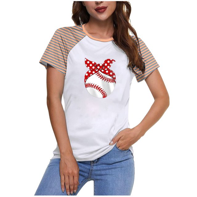 Tops Cortos para las Mujeres Impreso Cuello Redondo Mangas Cortas Casual Camiseta, Mujer Casual Camisetas para el Hogar Diario
