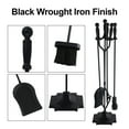 thumbnail image 6 of 5 Pcs Fireplace Tools Sets Black Handle Wrought Iron Large Fire Tool Set and Holder Outdoor Fireset Stand Rustic Antique, 6 of 8