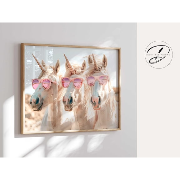 Original Unicorn Print, Girls Bedroom Decor, Printed Unicorn Poster, Quirky Wall Art, Beachy Nursery Decor, Wall Art, Fun Poster Home Decor #908, Unframed Poster Size 8x12