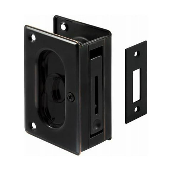 Prime-Line N 7368 Pocket Door Privacy Lock & Pull, Bronze Finished Brass, 3-3/4 In. - Quantity 4