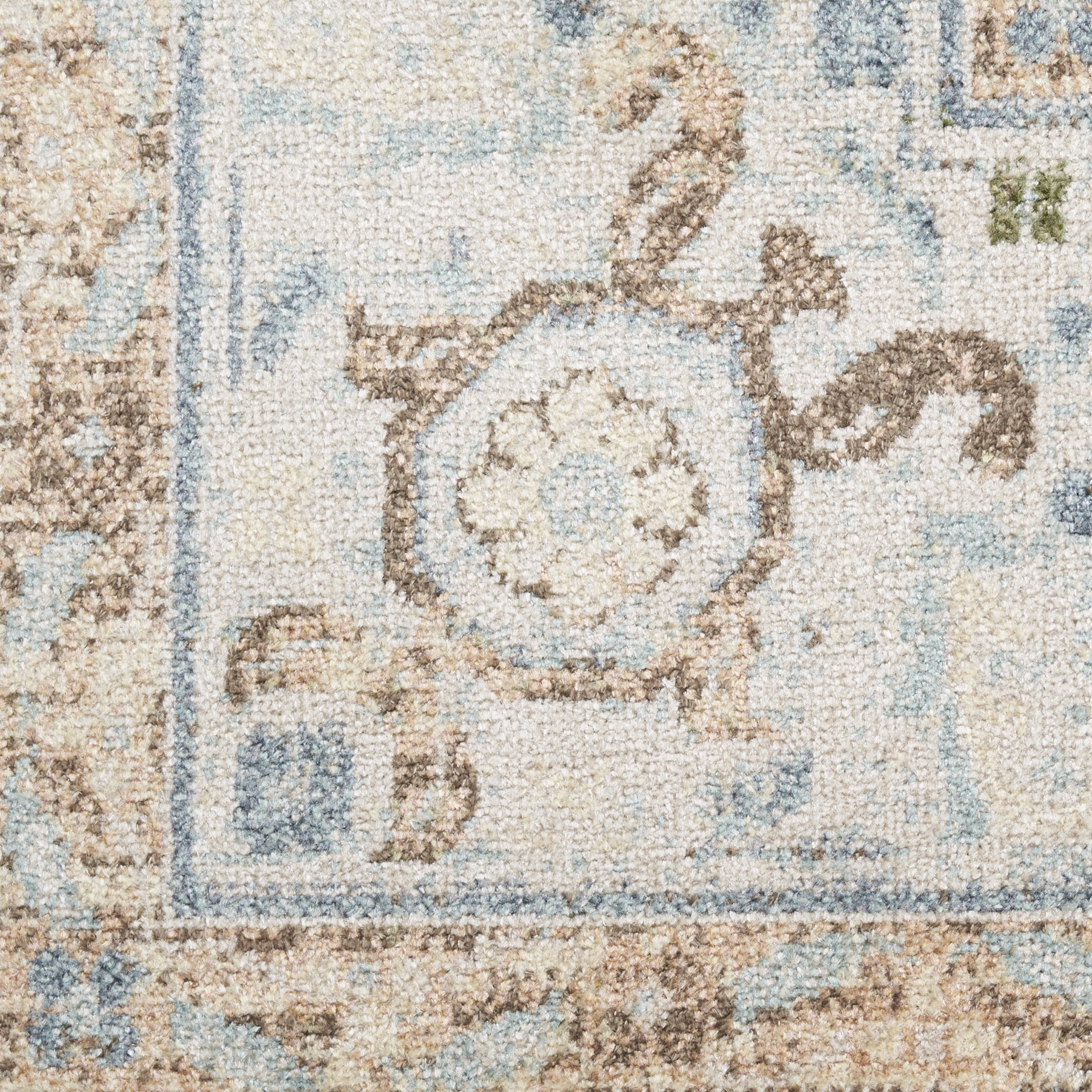 Nourison Astra Machine Washable 2'2" x 10' Ivory Blue Vintage Indoor Rug