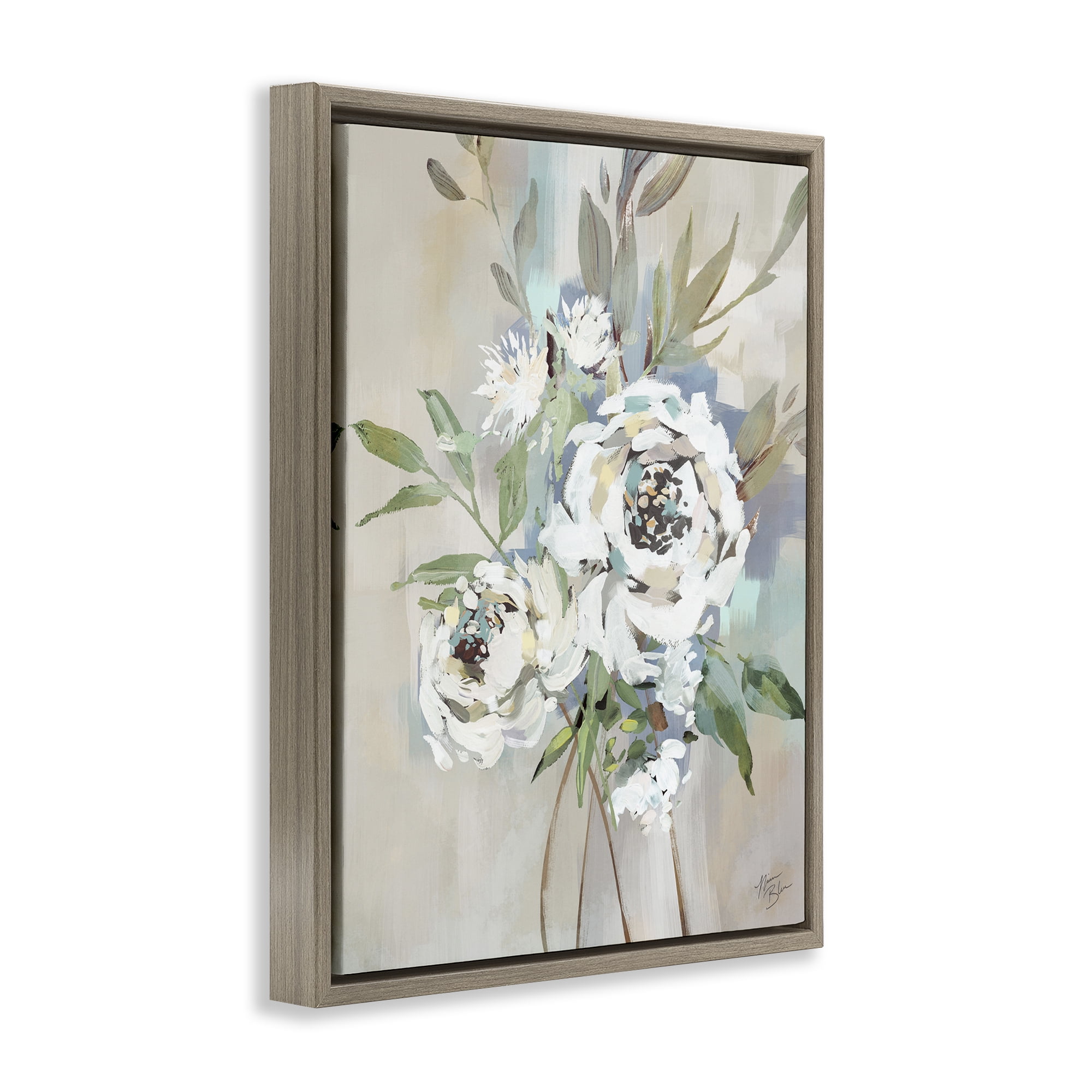 Stupell Industries Bundle of Antique Roses Plants & Flowers Painting Brown Floater Framed Canvas Art Print Wall Art, 25 x 31