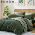 thumbnail image 3 of Amberspace Prewashed fabric 7-piece Bed in a Bag Comforter Set with Sheets,Dark green,Full, 3 of 7