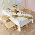 thumbnail image 3 of White Gold Marble Pattern Rectangle Tablecloth 60"x102",Waterproof Polyester Rectangle Table Cloth, Wipeable Spillproof Polyester Tablecloth for Dining, Camping, Indoor and Outdoor, 3 of 6