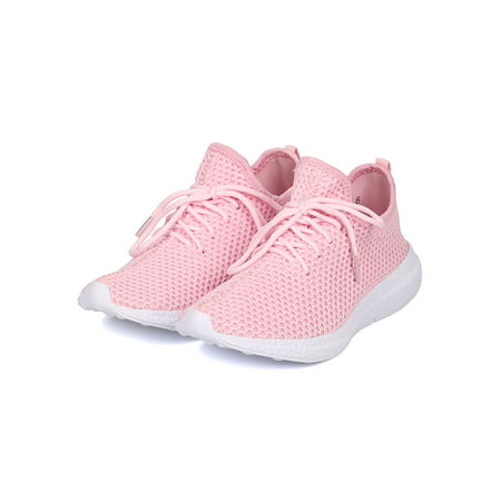 Cape Robbin Haven-1 Pink Fabric Knitted Lace Up Jogger Sneaker