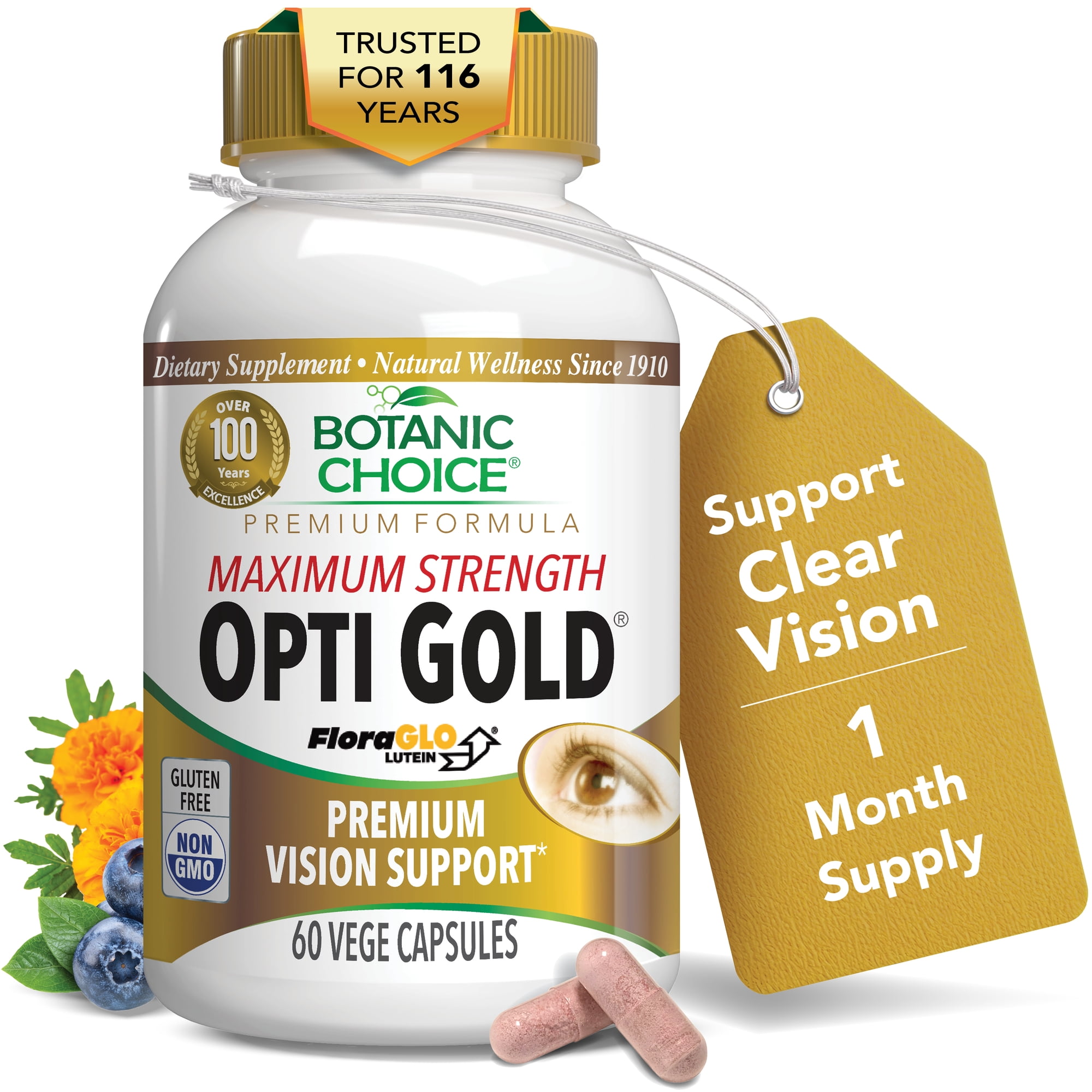 Botanic Choice Maximum Strength Opti Gold® Vision Dietary Supplement, 60 Vege Capsules