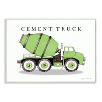 Stupell Industries Green Cement Truck Mixer Classic Construction Vehicle Transportation Painting Unframed Art Print Wall Art, 10 x 15